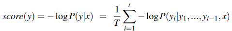 score(y) = —logP(ylx) = — 
¯ IOgP(YilYl , 