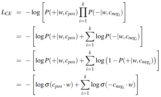 LCE — 
- -log 
logP(+ cpos) -F logP(— Ivv, cnegi) 